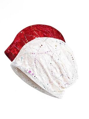 NIP Lilac Cream Red Sequined Lace Beanies Set of 3